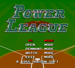 Power League title screen for PC Engine